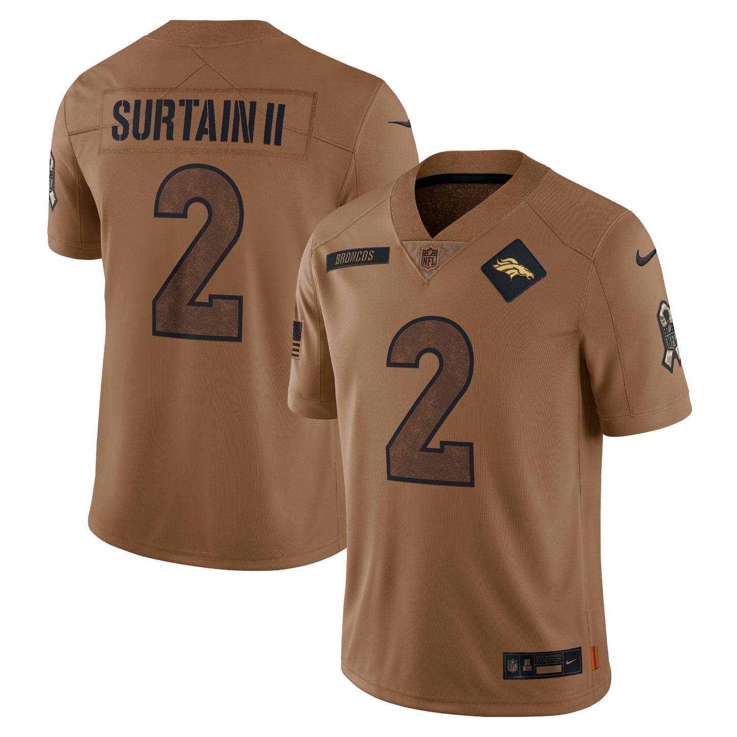 Patrick Surtain II Denver Broncos Nike 2023 Salute To Service Limited Jersey - Brown