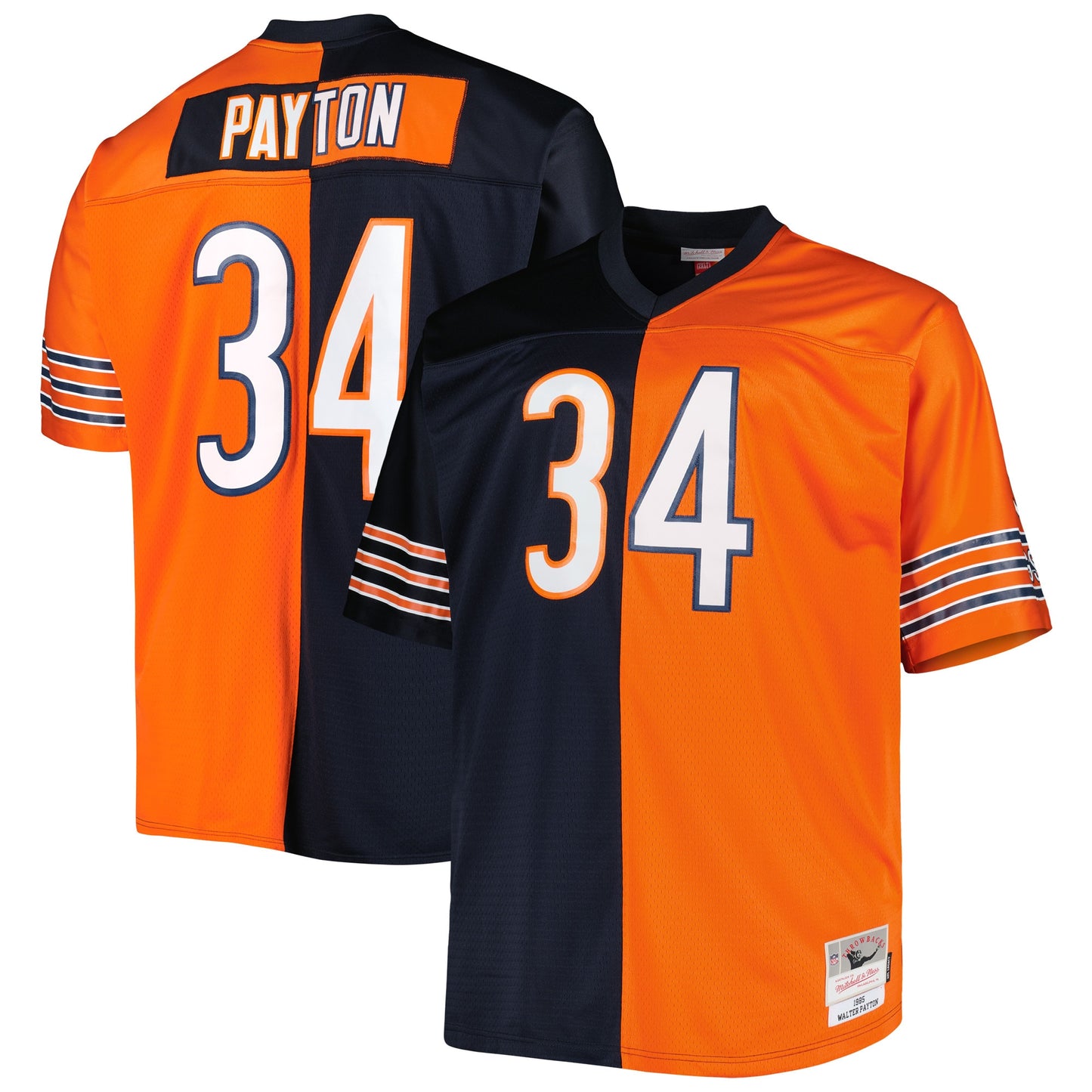 Walter Payton Chicago Bears Mitchell & Ness Big & Tall Split Legacy Retired Player Replica Jersey - Navy/Orange