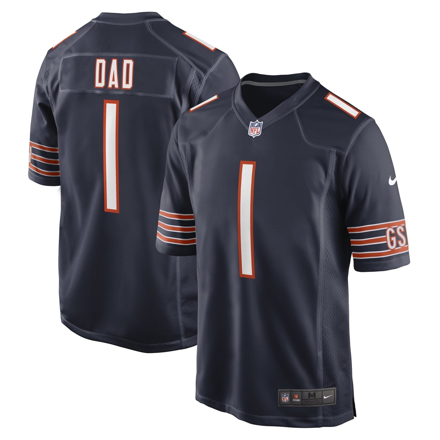 Men's Nike Number 1 Dad Navy Chicago Bears Game Jersey